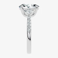 Signature By Modern Bride (F-G / Vs2-Si1) Womens 2 1/2 CT. T.W. Lab Grown White Diamond 10K Gold Oval Side Stone 3-Stone Engagement Ring