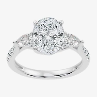 Signature By Modern Bride (F-G / Vs2-Si1) Womens 2 1/2 CT. T.W. Lab Grown White Diamond 10K Gold Oval Side Stone 3-Stone Engagement Ring