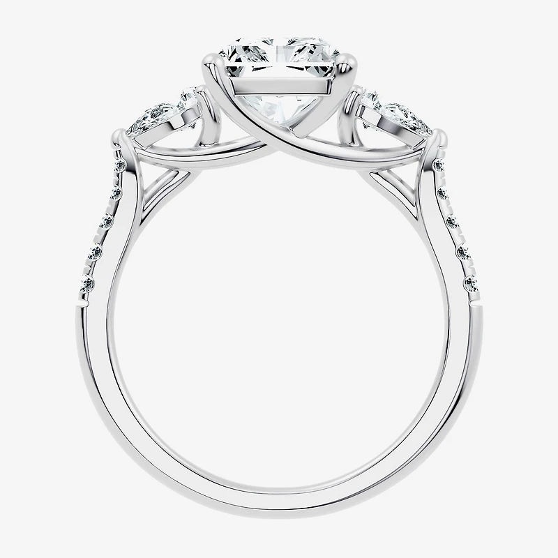 Signature By Modern Bride (F-G / Vs2-Si1) Womens 2 1/2 CT. T.W. Lab Grown White Diamond 10K Gold Rectangular Side Stone 3-Stone Engagement Ring