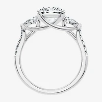 Signature By Modern Bride (F-G / Vs2-Si1) Womens 2 1/2 CT. T.W. Lab Grown White Diamond 10K Gold Rectangular Side Stone 3-Stone Engagement Ring