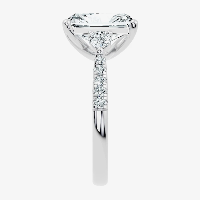 Signature By Modern Bride (F-G / Vs2-Si1) Womens 2 1/2 CT. T.W. Lab Grown White Diamond 10K Gold Rectangular Side Stone 3-Stone Engagement Ring