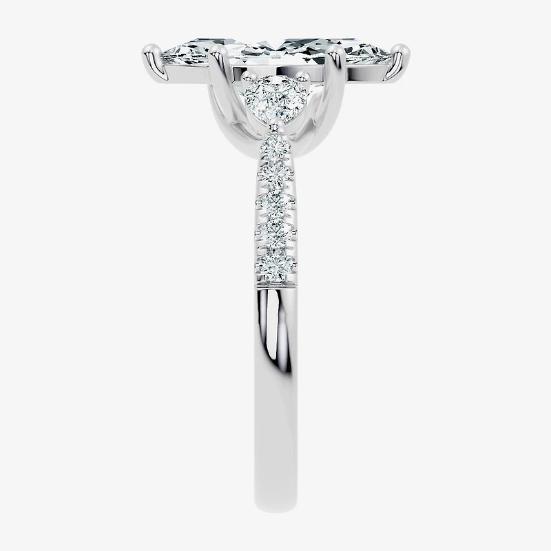 Signature By Modern Bride (F-G / Vs2-Si1) Womens 2 1/2 CT. T.W. Lab Grown White Diamond 10K Gold Marquise Side Stone 3-Stone Engagement Ring