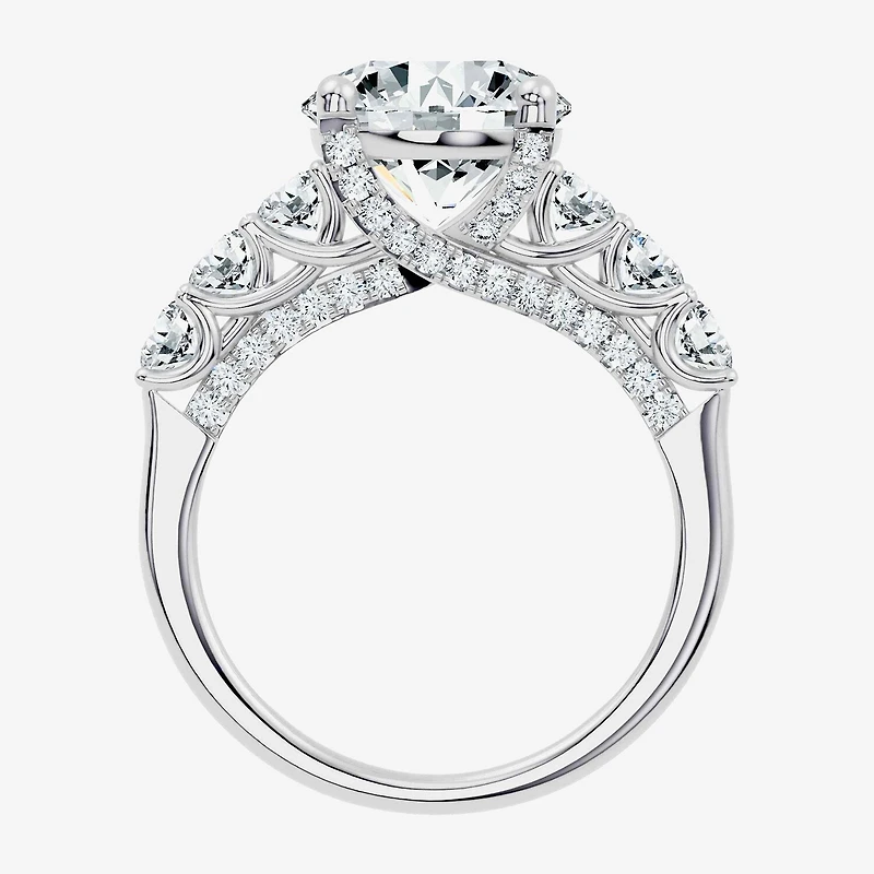 Signature By Modern Bride (F-G / Vs2-Si1) Womens CT. T.W. Lab Grown White Diamond 10K Gold Round Side Stone Engagement Ring