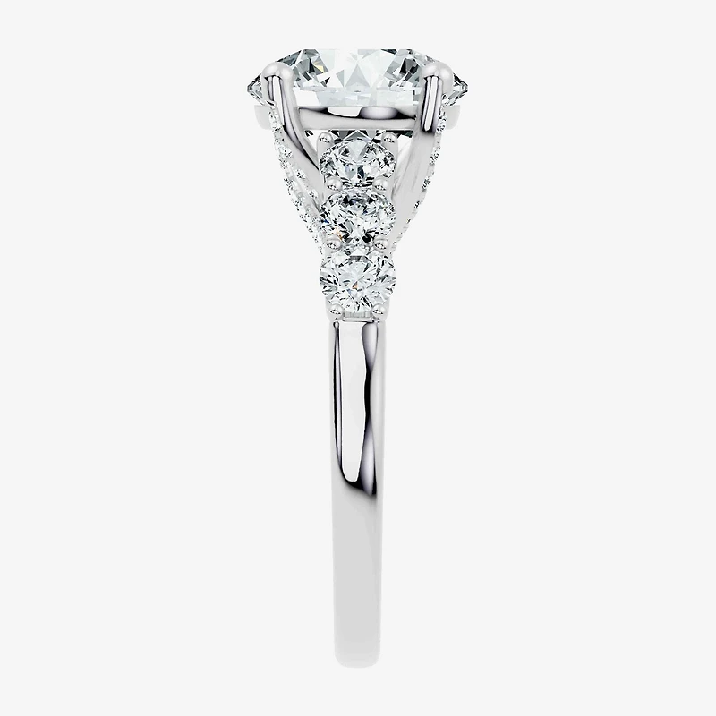 Signature By Modern Bride (F-G / Vs2-Si1) Womens CT. T.W. Lab Grown White Diamond 10K Gold Round Side Stone Engagement Ring
