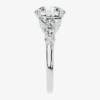 Signature By Modern Bride (F-G / Vs2-Si1) Womens CT. T.W. Lab Grown White Diamond 10K Gold Round Side Stone Engagement Ring
