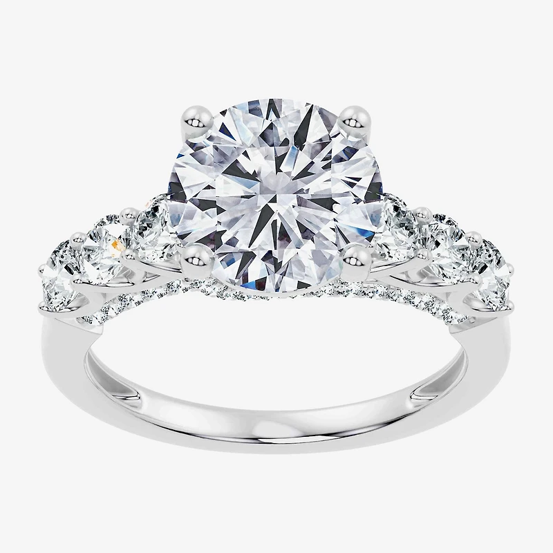 Signature By Modern Bride (F-G / Vs2-Si1) Womens CT. T.W. Lab Grown White Diamond 10K Gold Round Side Stone Engagement Ring