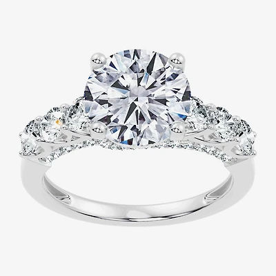 Signature By Modern Bride (F-G / Vs2-Si1) Womens CT. T.W. Lab Grown White Diamond 10K Gold Round Side Stone Engagement Ring