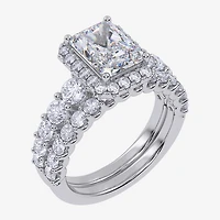 Signature By Modern Bride (F-G / Vs2-Si1) Womens 3 CT. T.W. Lab Grown White Diamond 10K Gold Rectangular Side Stone Bridal Set