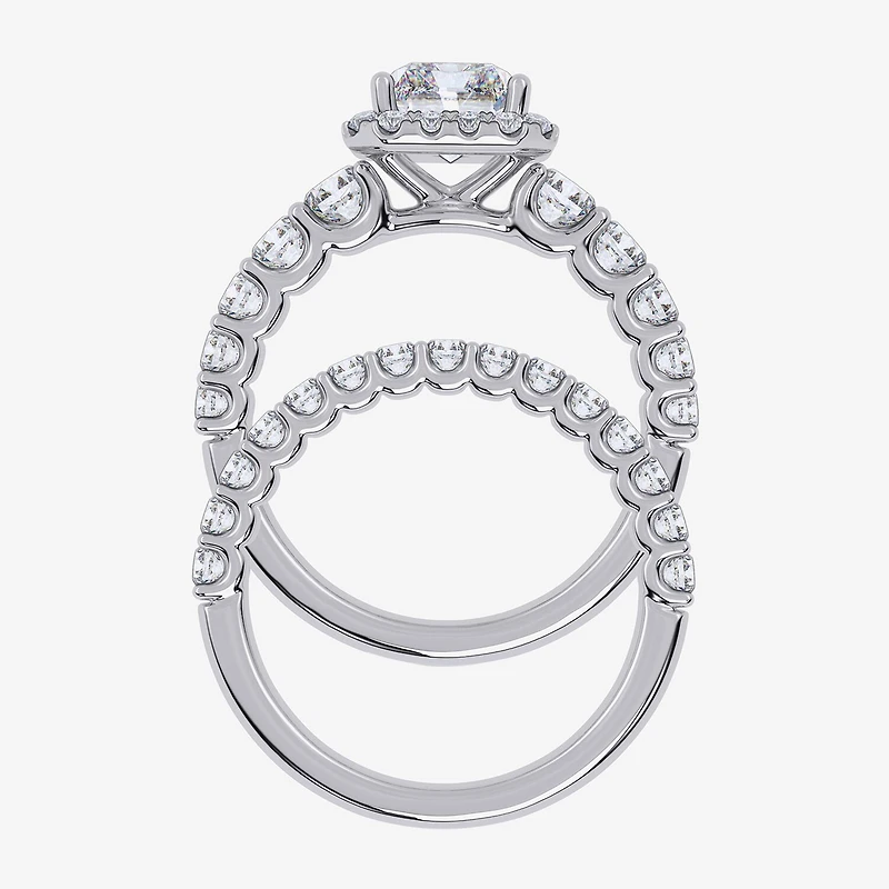Signature By Modern Bride (F-G / Vs2-Si1) Womens 3 CT. T.W. Lab Grown White Diamond 10K Gold Rectangular Side Stone Bridal Set
