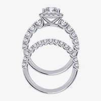 Signature By Modern Bride (F-G / Vs2-Si1) Womens 3 CT. T.W. Lab Grown White Diamond 10K Gold Rectangular Side Stone Bridal Set