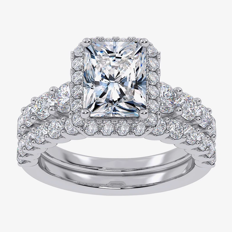 Signature By Modern Bride (F-G / Vs2-Si1) Womens 3 CT. T.W. Lab Grown White Diamond 10K Gold Rectangular Side Stone Bridal Set