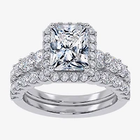 Signature By Modern Bride (F-G / Vs2-Si1) Womens 3 CT. T.W. Lab Grown White Diamond 10K Gold Rectangular Side Stone Bridal Set