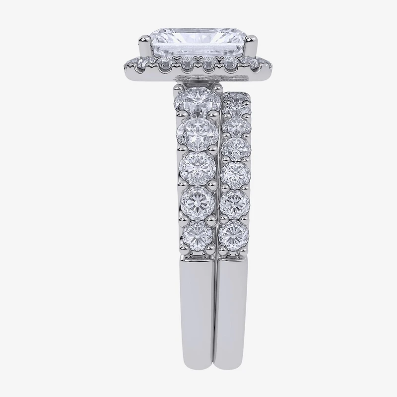 Signature By Modern Bride (F-G / Vs2-Si1) Womens 3 CT. T.W. Lab Grown White Diamond 10K Gold Rectangular Side Stone Bridal Set