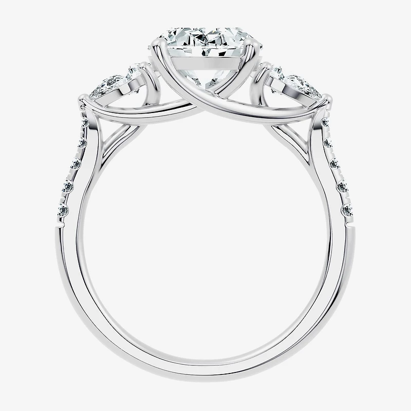 Signature By Modern Bride (F-G / Vs2-Si1) Womens 2 1/2 CT. T.W. Lab Grown White Diamond 10K Gold Oval Side Stone 3-Stone Engagement Ring