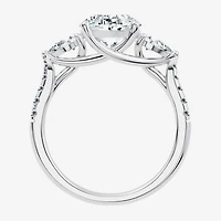 Signature By Modern Bride (F-G / Vs2-Si1) Womens 2 1/2 CT. T.W. Lab Grown White Diamond 10K Gold Oval Side Stone 3-Stone Engagement Ring