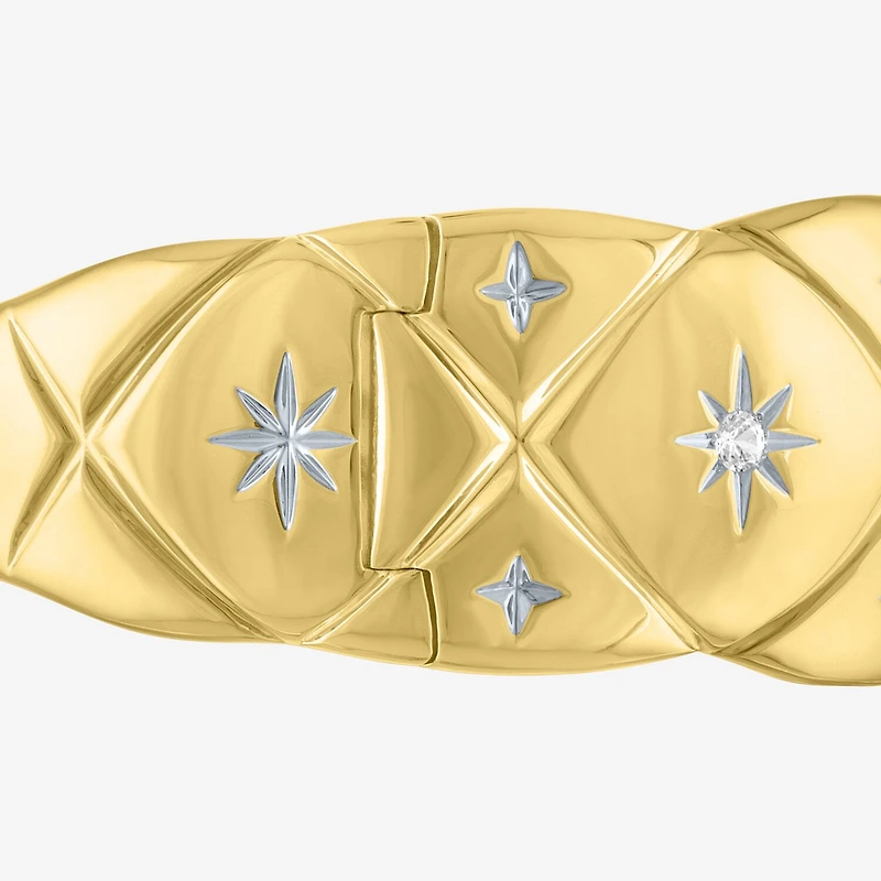 Bold Addiction Womens White Sapphire 14K Gold Over Brass Cuff Bracelet