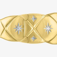 Bold Addiction Womens White Sapphire 14K Gold Over Brass Cuff Bracelet