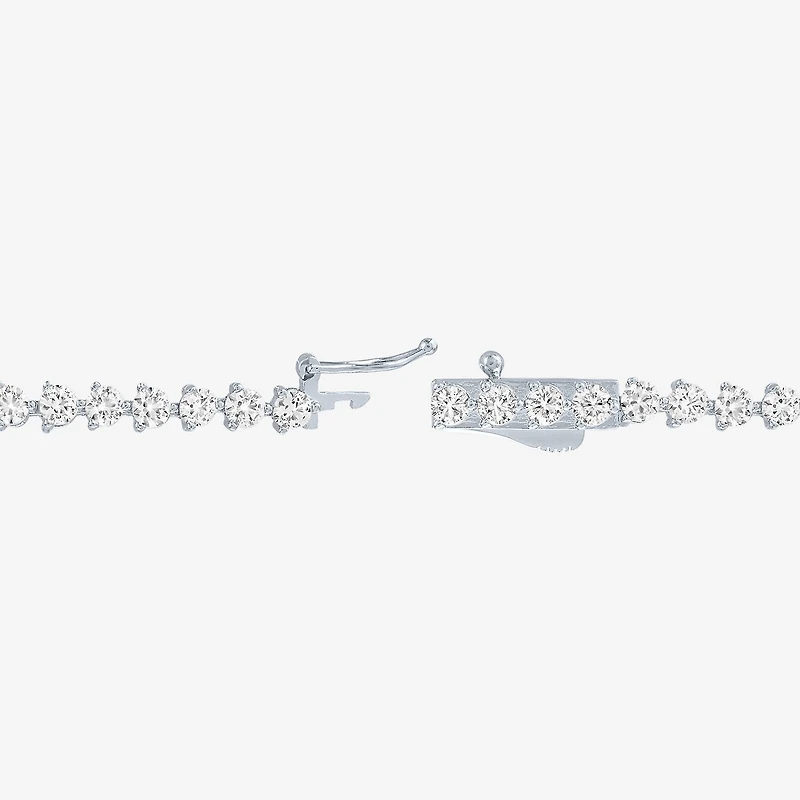 Bold Addiction Womens Lab Created White Sapphire Pure Silver Over Brass 7.5 Inch Tennis Bracelet