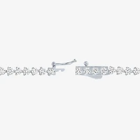 Bold Addiction Womens Lab Created White Sapphire Pure Silver Over Brass 7.5 Inch Tennis Bracelet