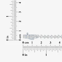 Bold Addiction Womens Lab Created White Sapphire Pure Silver Over Brass 7.5 Inch Tennis Bracelet
