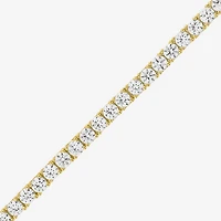 Bold Addiction Womens Lab Created White Sapphire 14K Gold Over Brass 7.5 Inch Tennis Bracelet