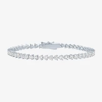 Bold Addiction Womens Lab Created White Sapphire Pure Silver Over Brass 7.5 Inch Tennis Bracelet