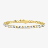 Bold Addiction Womens Lab Created White Sapphire 14K Gold Over Brass 7.5 Inch Tennis Bracelet