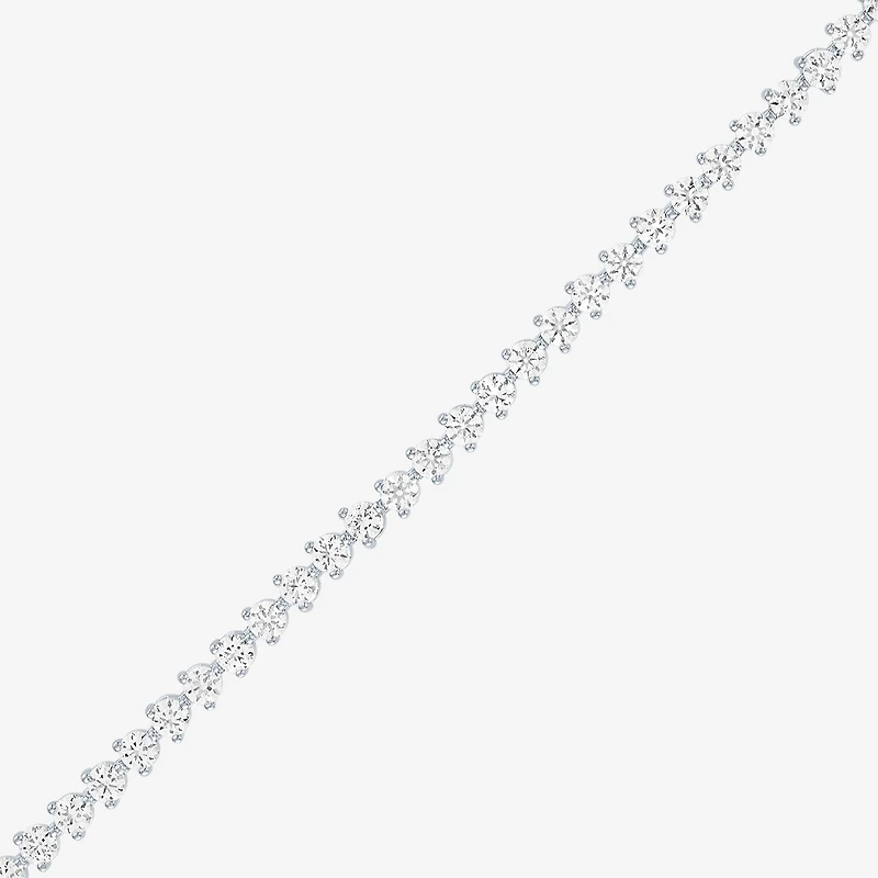 Bold Addiction Womens Lab Created White Sapphire Pure Silver Over Brass 7.5 Inch Tennis Bracelet