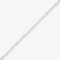 Bold Addiction Womens Lab Created White Sapphire Pure Silver Over Brass 7.5 Inch Tennis Bracelet