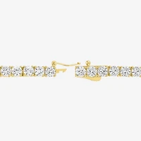 Bold Addiction Womens Lab Created White Sapphire 14K Gold Over Brass 7.5 Inch Tennis Bracelet