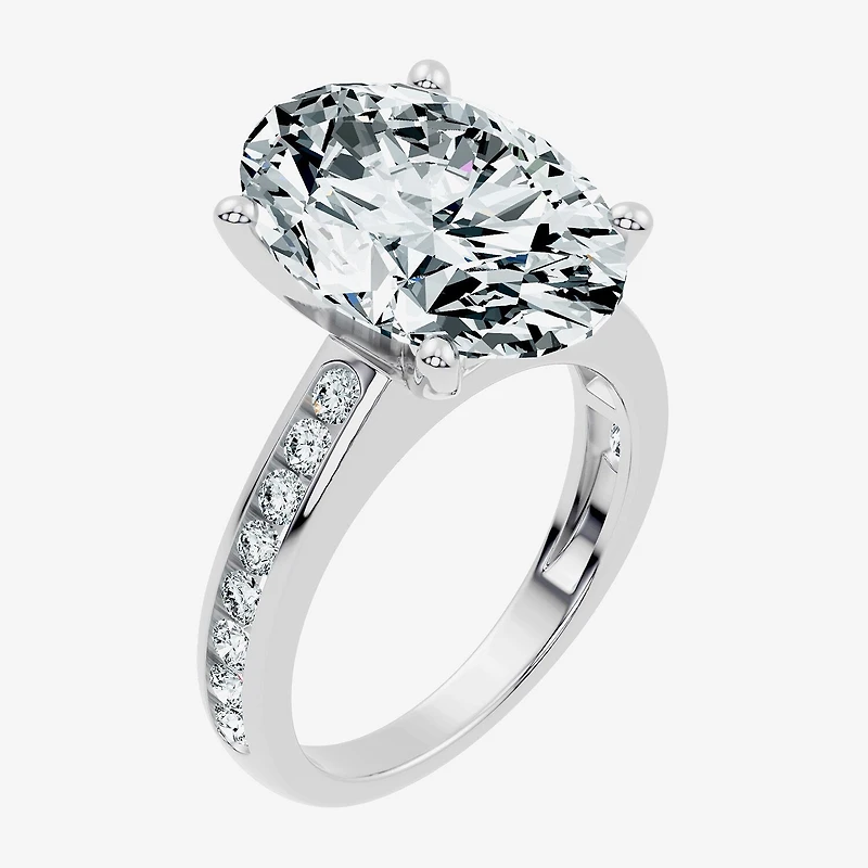 Signature By Modern Bride (F-G / Vs2-Si1) Womens / CT. T.W. Lab Grown White Diamond 14K Gold Oval Side Stone Engagement Ring
