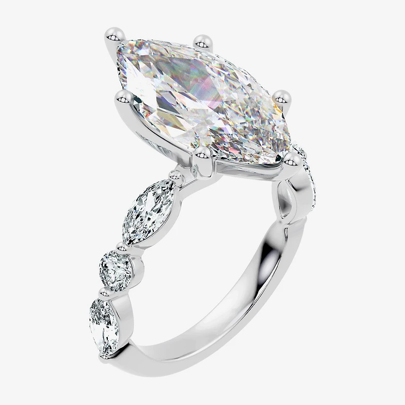 Signature By Modern Bride (F-G / Vs2-Si1) Womens CT. T.W. Lab Grown White Diamond 14K Gold Marquise Side Stone Engagement Ring