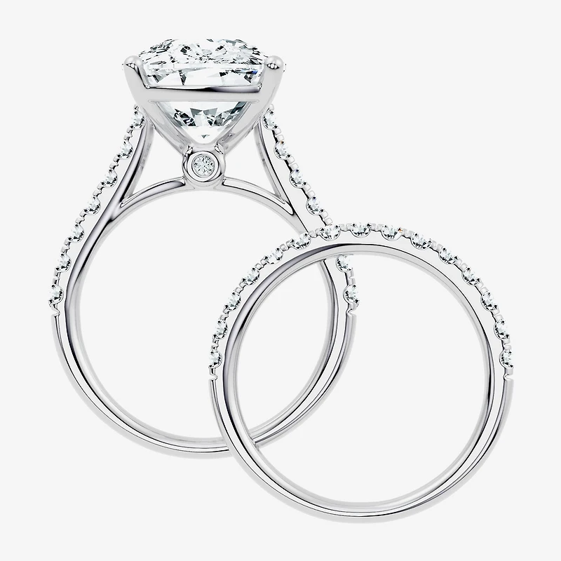 Signature By Modern Bride (F-G / Vs2-Si1) Womens Ct.T.W. Lab Grown White Diamond 14K Gold Cushion Side Stone Bridal Set