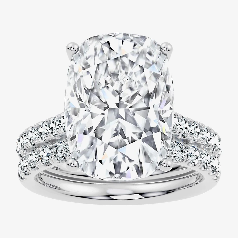 Signature By Modern Bride (F-G / Vs2-Si1) Womens Ct.T.W. Lab Grown White Diamond 14K Gold Cushion Side Stone Bridal Set