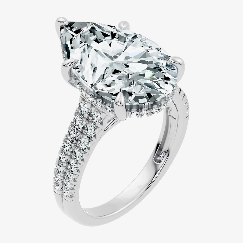 Signature By Modern Bride (F-G / Vs2-Si1) Womens 1/2 Ct. T.W. Lab Grown White Diamond 14K Gold Pear Side Stone Engagement Ring