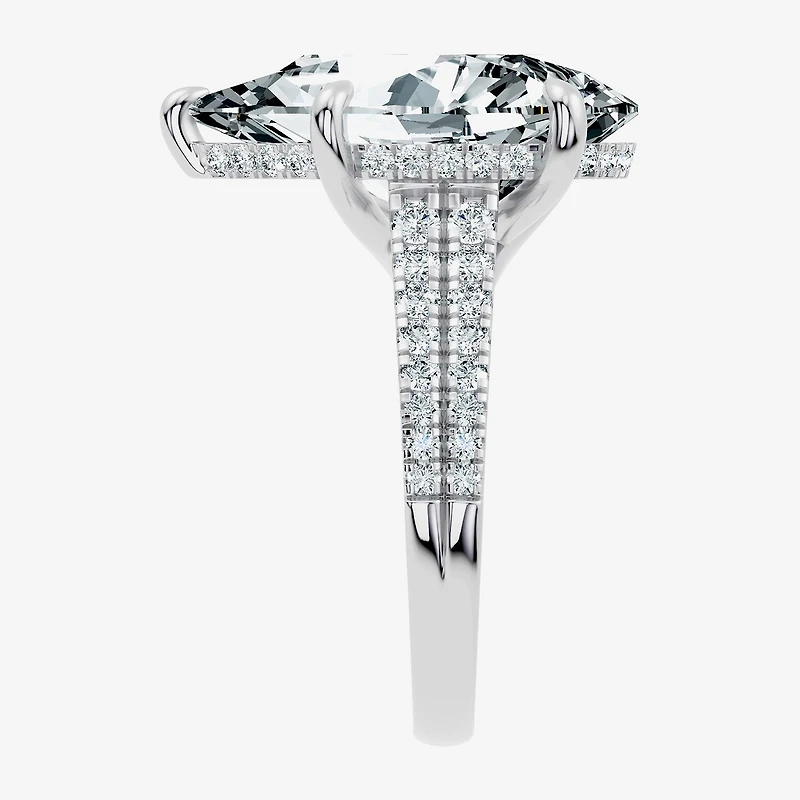 Signature By Modern Bride (F-G / Vs2-Si1) Womens 1/2 Ct. T.W. Lab Grown White Diamond 14K Gold Pear Side Stone Engagement Ring