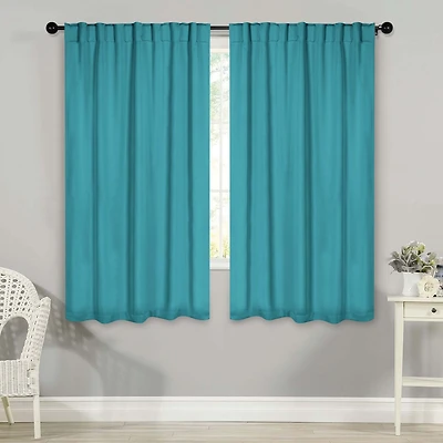 SUPERIOR® Solid Back Tab Energy Saving Room Darkening Set of 2 Curtain Panel