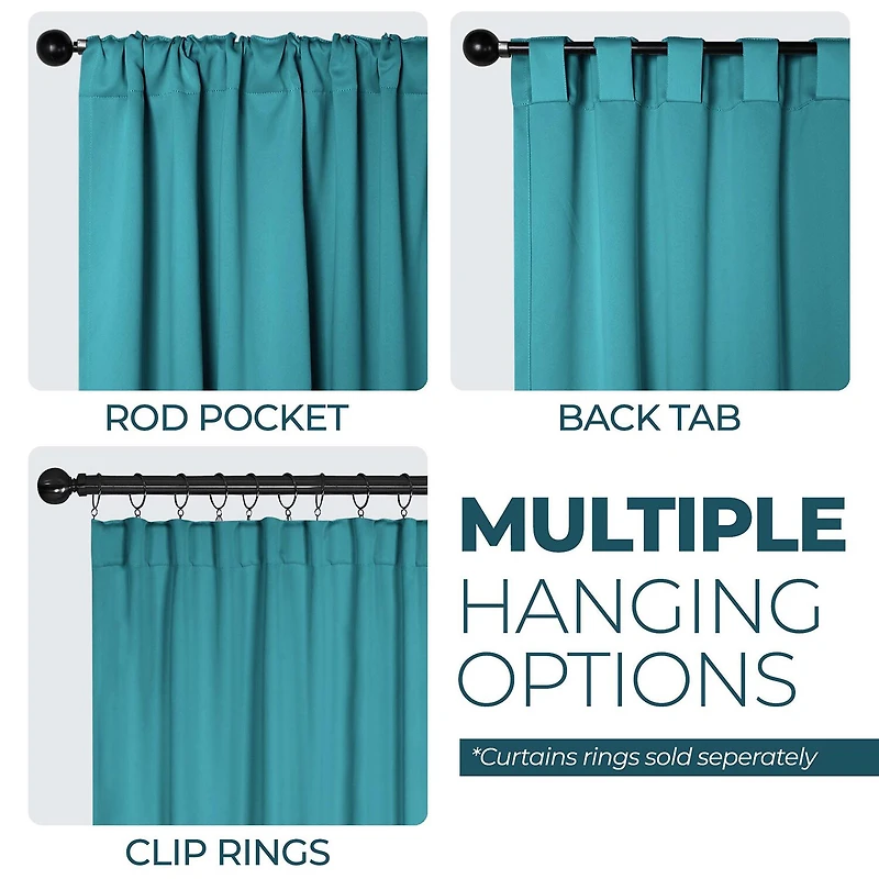 SUPERIOR® Solid Back Tab Energy Saving Room Darkening Set of 2 Curtain Panel