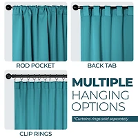SUPERIOR® Solid Back Tab Energy Saving Room Darkening Set of 2 Curtain Panel
