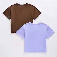 Thereabouts Little & Big Kid Girls Hidden Access Opening Crew Neck Short Sleeve Adaptive Boxy Fit 2 Pack Graphic T-Shirt