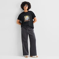 Hurley Womens Juniors Crew Neck Short Sleeve Loose Fit Graphic T-Shirt