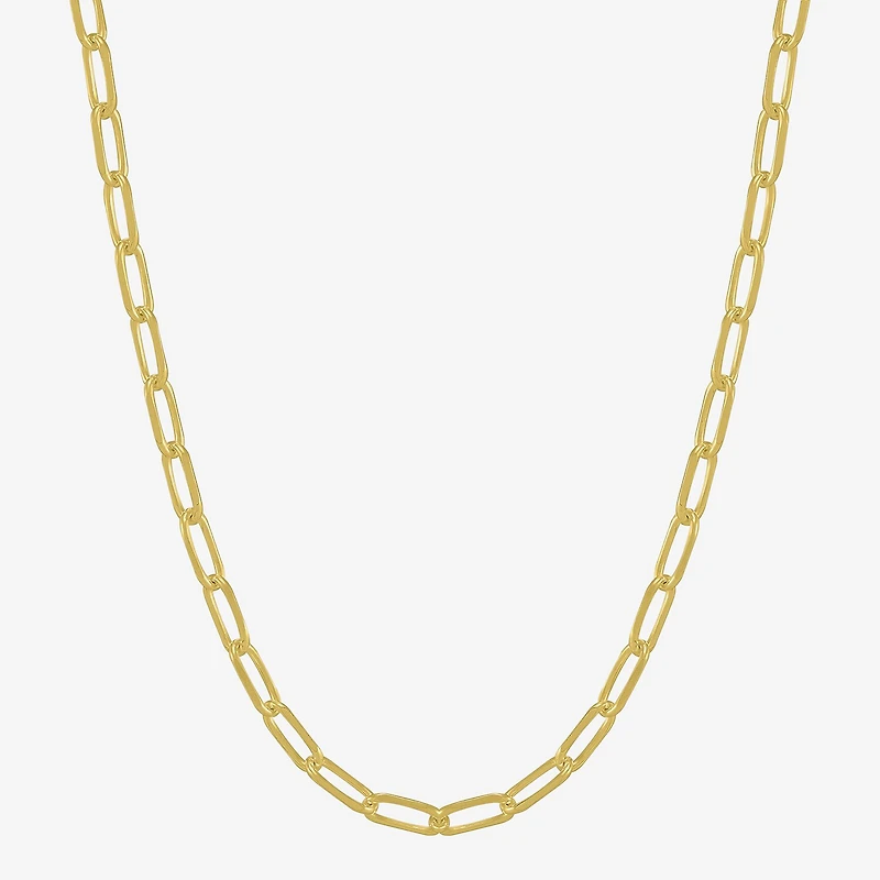 Womens 18K Gold Over Silver Inch Paperclip Chain Necklace