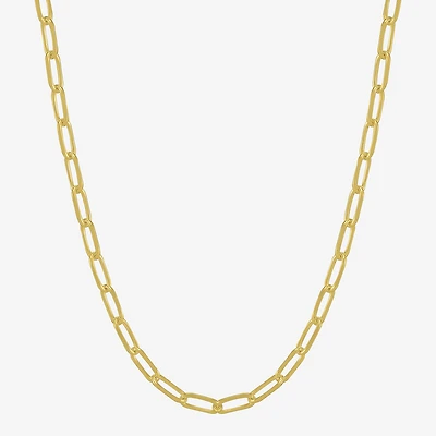 Womens 18K Gold Over Silver 24 Inch Paperclip Chain Necklace