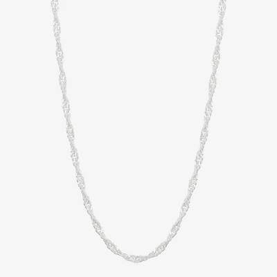 Womens Sterling Silver 24 Inch Singapore Chain Necklace