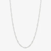 Womens Sterling Silver 24 Inch Singapore Chain Necklace