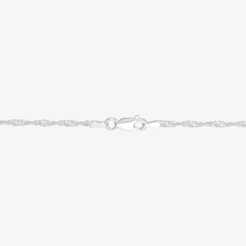 Womens Sterling Silver 24 Inch Singapore Chain Necklace