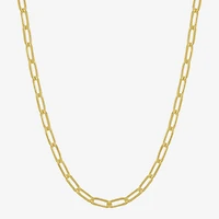 Womens 18K Gold Over Silver 16 Inch Paperclip Chain Necklace