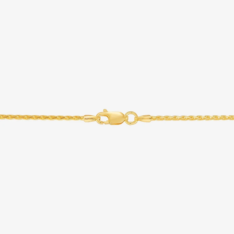 Womens 24K Gold Over Silver 16 Inch Wheat Chain Necklace