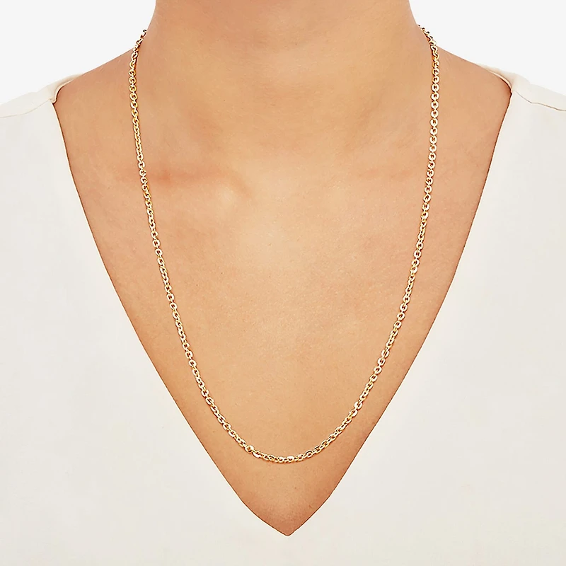 Womens 18K Gold Over Silver 24 Inch Cable Chain Necklace