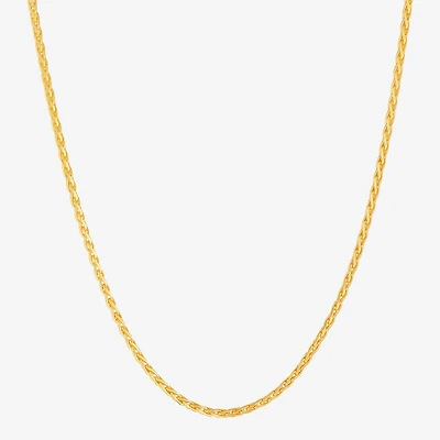 Womens 24K Gold Over Silver 16 Inch Wheat Chain Necklace